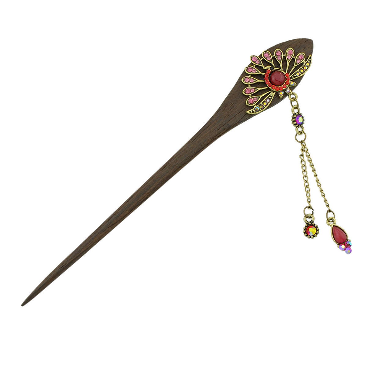 Traditional Style Colorful Rhinestone Peacock Hair Sticks Women Hair Accessories-0