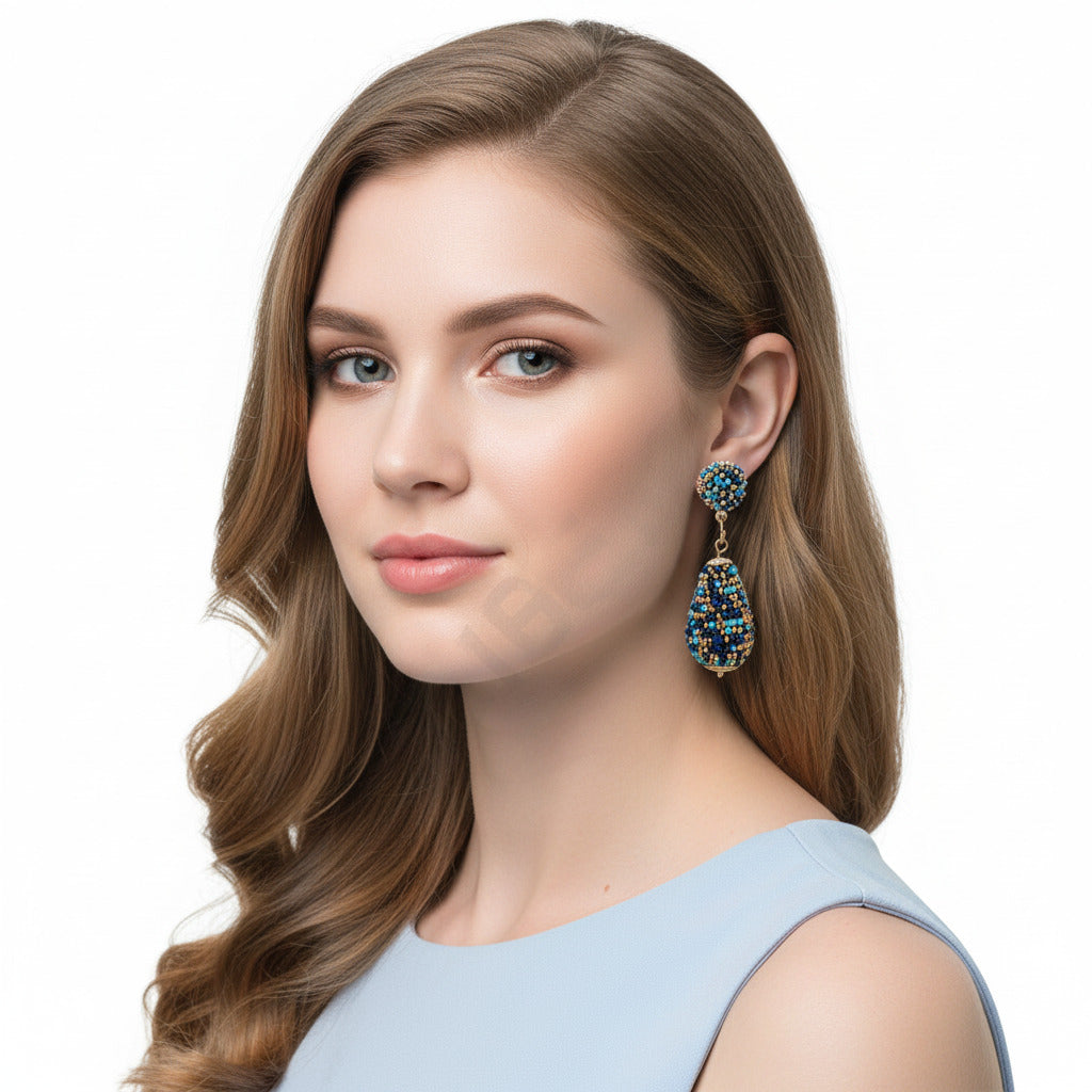 Colorful Beaded Earrings,Hoop Dangle Earrings, Bohemia Drops Earrings, Tassel Earrings FER1023-1